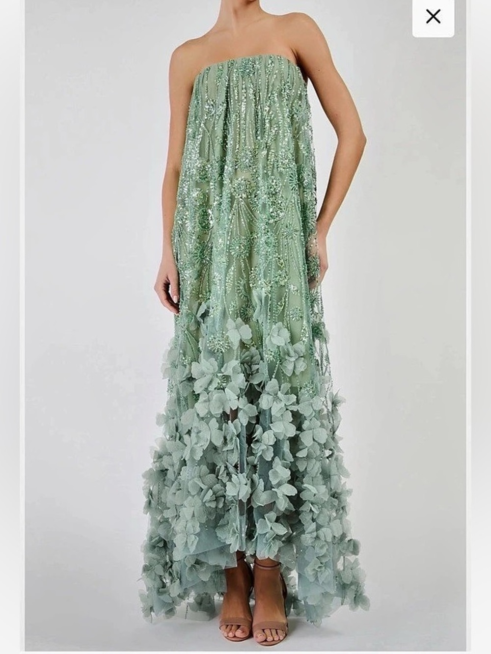 HELSI Floral Sequin Maxi Dress in Green Size Small